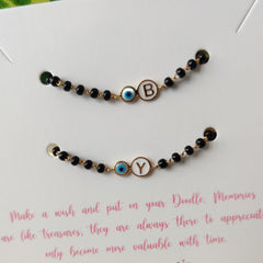 Evil Eye With Letter 4 Grams A Pair, 18KT Gold