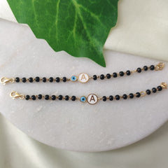 Evil Eye With Letter 4 Grams A Pair, 18KT Gold