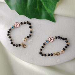Evil Eye With Letter 4 Grams A Pair, 18KT Gold