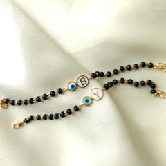 Evil Eye With Letter 4 Grams A Pair, 18KT Gold