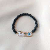 Unicorn Evil Eye Black Beads 0.75 Grams, 18KT Gold
