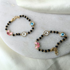 Butterfly Initial Evil Eye Nazariya 4.67 Grams a Pair, 18KT Gold