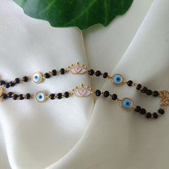 Evil Eye Crown Nazariya 4.5 Grams a Pair, 18KT Gold