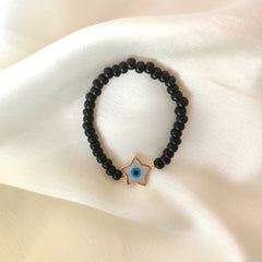 Evil Eye(Star) Black Beads Nazariya 0.520 Grams, 18KT Gold