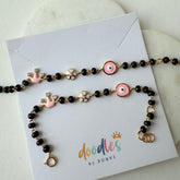 Princess Crown & Pink Evil Eye Nazariya 3.91 Grams a Pair , 18KT Gold