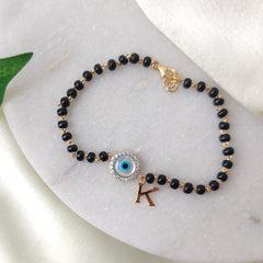 Evil Eye Initial Hand Mangalsutra 3.5 Grams, 18kt Gold