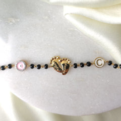 Heart Bond Pink Evil Eye Hand Mangalsutra 5 Grams, 18kt Gold