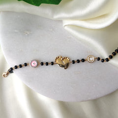 Heart Bond Pink Evil Eye Hand Mangalsutra 5 Grams, 18kt Gold