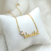 Pink Crown Name Necklace 5 Grams, 18KT Gold