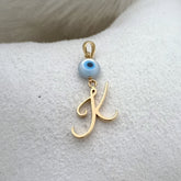 Evil eye with initial pendant 0.850 grams