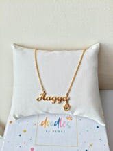 Name Necklace with Hamsa Charm 5.4 Grams, 18KT Gold