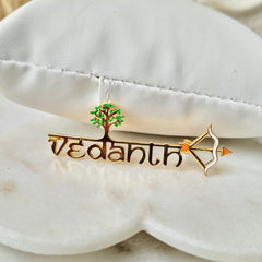 Name Brooch with Arrow and Tree 6 Grams, 18KT Gold