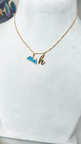 Mountain & Initial Necklace 4.1 Grams, 18KT Gold