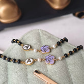 Rose With Pearl Initial Nazariya a Pair 5.25 Grams, 18KT Gold