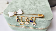 Baby-Themed Charm Safety Pin 7.82 Grams, 18KT Gold