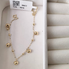 Golden Hearts Dangler Bracelet 1.02 grams, 18KT Gold