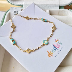 Enamel Floral Motif Bracelet 3.46 grams, 18KT Gold