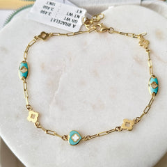 Enamel Floral Motif Bracelet 3.46 grams, 18KT Gold