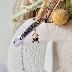 Forever Love Teddy Bear Bracelet 12.33 Grams, Silver