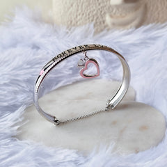 Forever Love Heart Bracelet 12.5 Grams, Silver