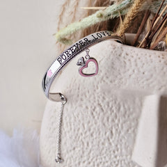Forever Love Heart Bracelet 12.5 Grams, Silver