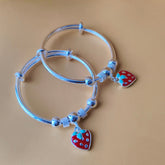 Strawberry Charm Silver Baby Kada Single Piece 14.22 Grams, Silver