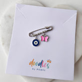 Butterfly Blessings Evil Eye Baby Safety Pin 1.8 Grams, Silver