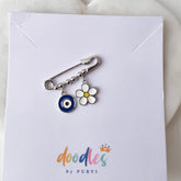 Daisy Delight Evil Eye Baby Safety Pin 2.6 Grams, Silver
