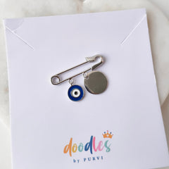 Little Guardian Evil Eye Baby Safety Pin 2.04 Grams, Silver