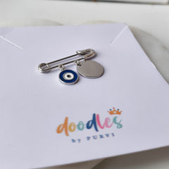 Little Guardian Evil Eye Baby Safety Pin 2.04 Grams, Silver