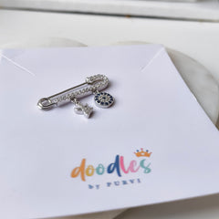 Angel Evil Eye Baby Safety Pin 2.06 Grams, Silver