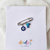 Tiny Stroller Evil Eye Baby Safety Pin 1.79 Grams, Silver