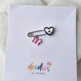 Butterfly Heart Baby Safety Pin 1.79 Grams, Silver