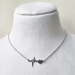 Heartbeat Love Pendant Necklace 2.77 Grams, Silver