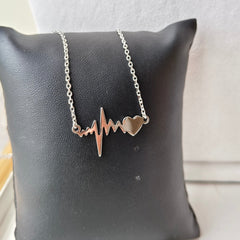 Heartbeat Love Pendant Necklace 2.77 Grams, Silver