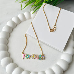 Forough Enamel Name Necklace 3.85 Grams, Silver