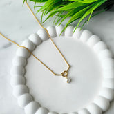 Pearl Loop Necklace 2.67 Grams, Silver