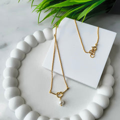 Pearl Loop Necklace 2.67 Grams, Silver