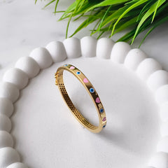 Heart & Evil Eye Gold-Plated Baby Kada Single Piece 5.97 Grams, Silver