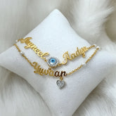 “Linked by Love” Personalised Name Bracelet 9 grams, 18kt gold