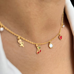 Cherry Romance Charm Necklace 4.3 Grams, 18KT Gold