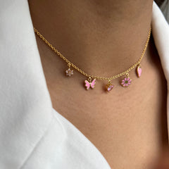 Sweet Blossom Charm Necklace 4.36 Grams, 18KT Gold