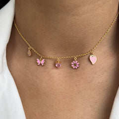 Sweet Blossom Charm Necklace 4.36 Grams, 18KT Gold