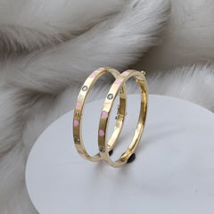 Enamel Heart Bangles 12 Grams Single Piece, 18KT Gold