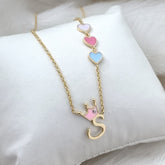 Initial With Hearts Chain 5.5 Grams, 18KT Gold