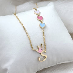Initial With Hearts Chain 5.5 Grams, 18KT Gold