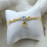 “Heavenly Protection” Personalised Name Bracelet 6.5 grams, 18kt gold