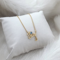 "Musical Chord Evil Eye Name Neckpiece 5.2 Grams, 18KT Gold