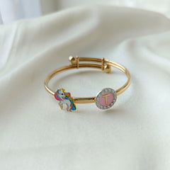 Magical Unicorn Initial Bangle 6 Grams, 18KT Gold