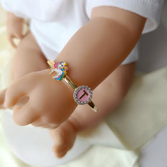 Magical Unicorn Initial Bangle 6 Grams, 18KT Gold